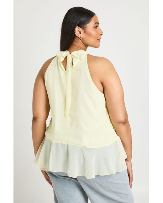 Boohoo Natural Plus Chiffon Halterneck Ruffle Top