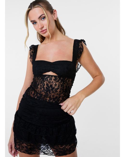 Pink Vanilla Black Lace Cut Out Top