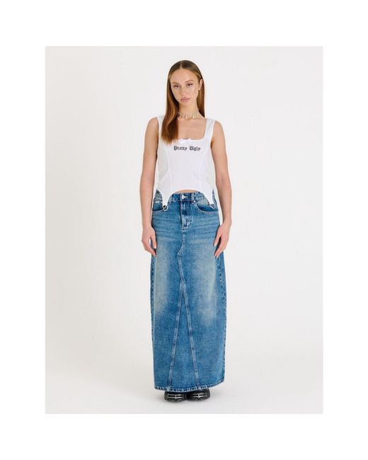 The Ragged Priest Blue Rag Maxi Skirt B