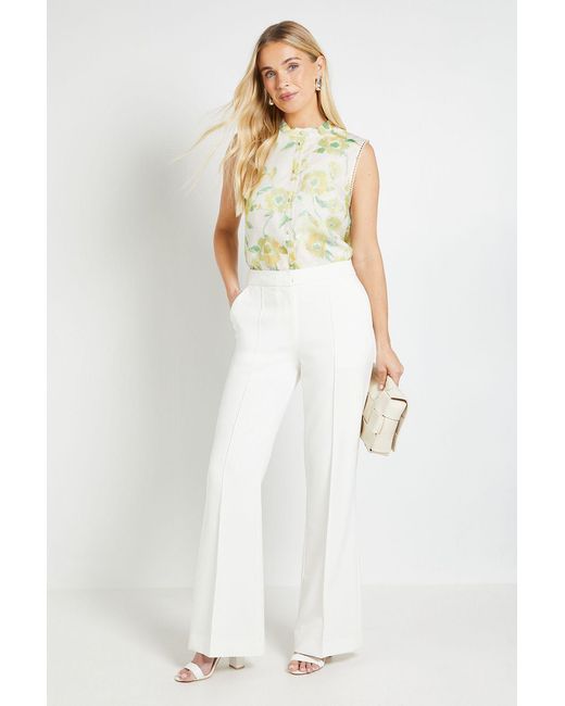 Wallis Yellow Petite Floral Organza Pleat Detail Cami Top