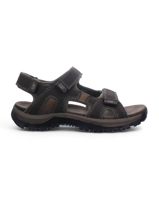 Caterpillar Black Leather Giles Trekking Sandals for men