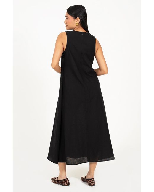Brave Soul Black Panelled Sleeveless Crew Neck Midi Dress