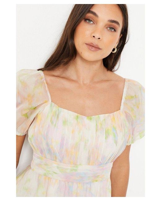 Oasis White Petite Ruched Bust Organza Tiered Midi Dress