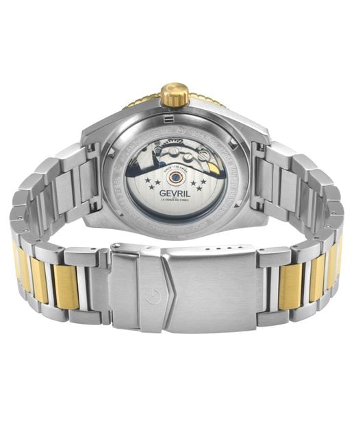 Gevril Green Atlantic Avenue 316L Stainless Steel Case, Ceramic Bezel, Embossed Dial, Two Toned Ss/Ipyg Bracelet for men