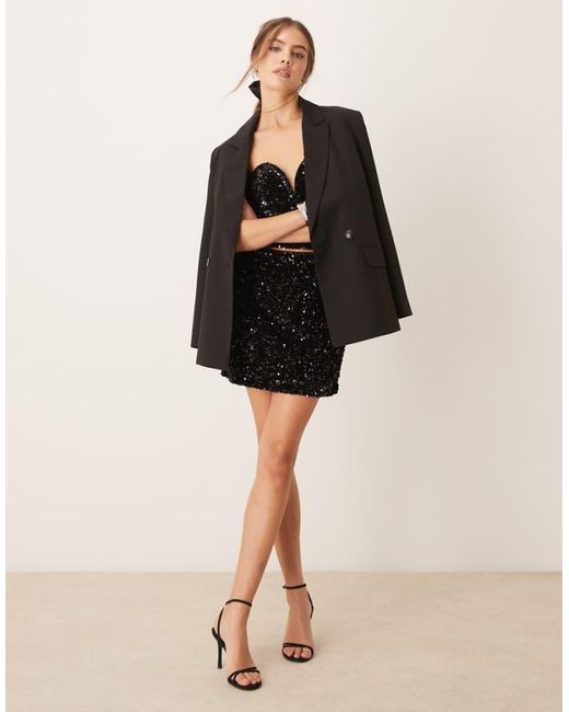 Gina Tricot Natural Mix And Match Sequin Mini Skirt