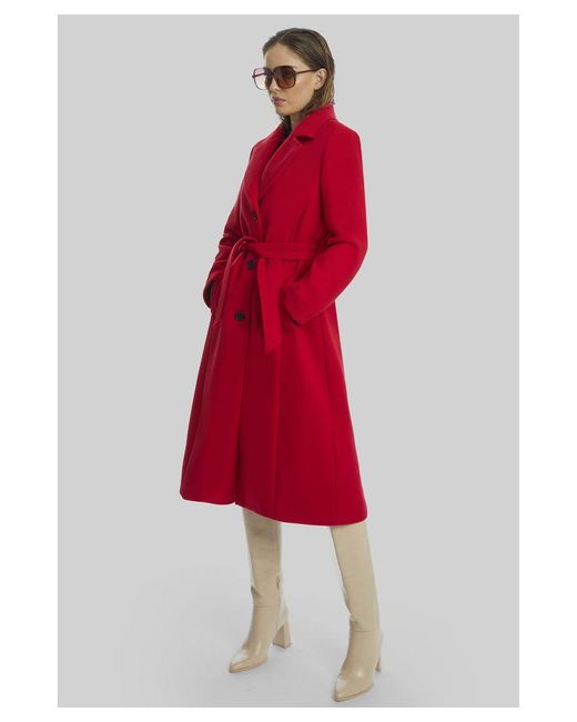 James Lakeland Three Buttons Belted Coat Red