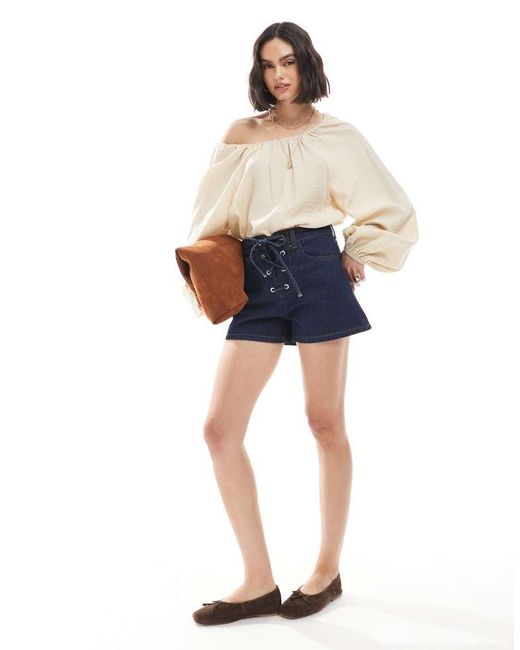 ASOS White Denim Tie Front Short