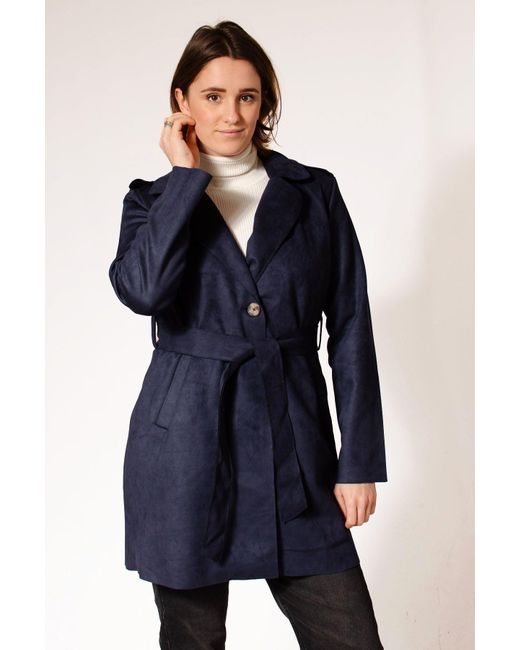 PRINCIPLES Blue Moleskin Suedette Coat