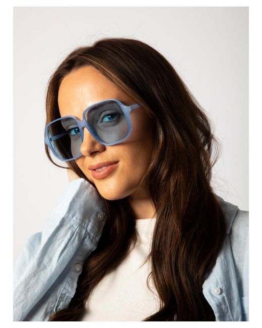 SVNX Blue Oversized Lightweight Square Frame Sunglasses