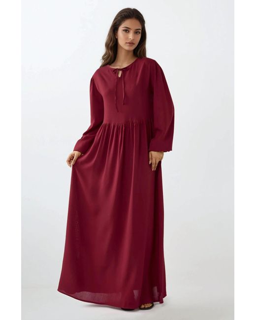 Hiccup Red Maxi Dress With A-Form Fit And Crew Neck