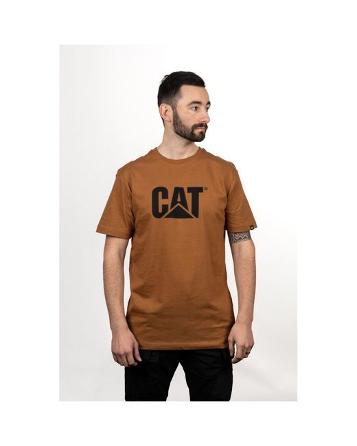 Caterpillar Brown Trademark Logo Cotton T-Shirt for men