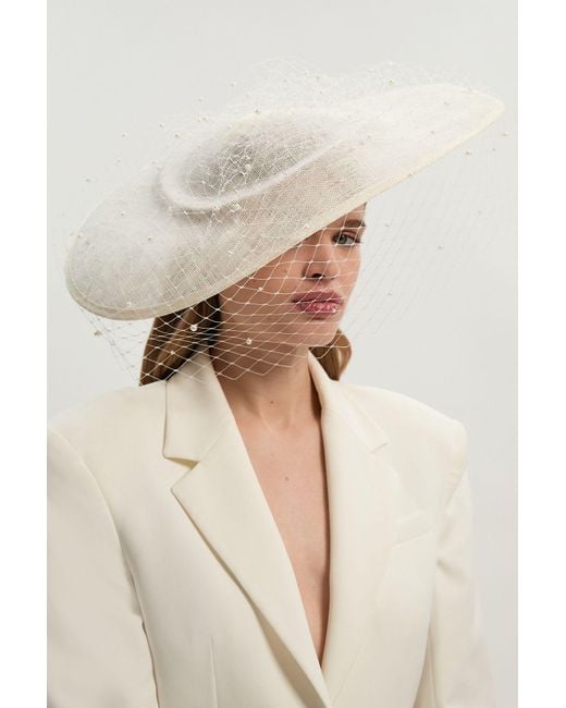 Karen Millen Natural Pearl Detail Mesh Fascinator