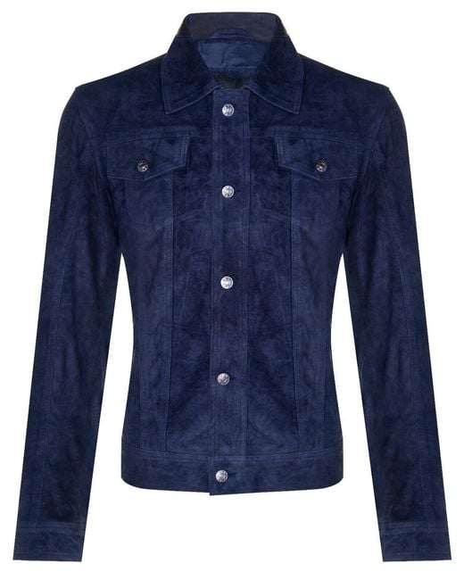 Infinity Leather Blue Goat Suede Jeans Jacket-Adelaide for men