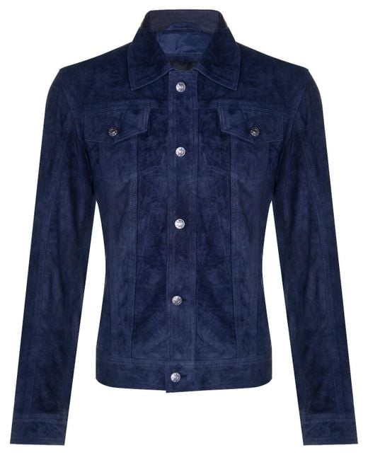 Infinity Leather Blue Goat Suede Jeans Jacket-Adelaide for men