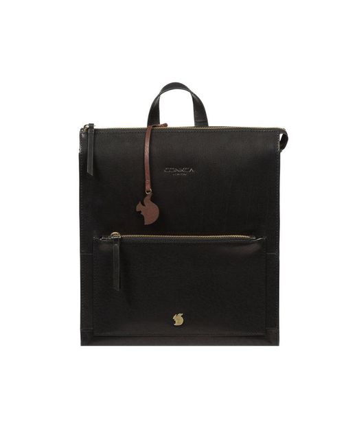 Conkca London 'aok' Black Leather Backpack
