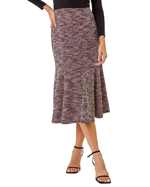 Roman Textured Boucle Panel Stretch Skirt