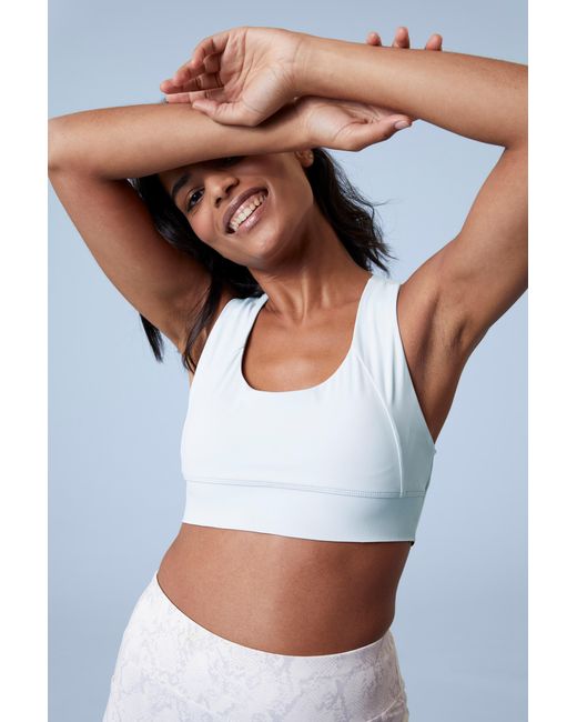Mountain Warehouse Blue 'June' Mid Support Bra Lightweight Breathable Stretchy Crossover Back Polyamide