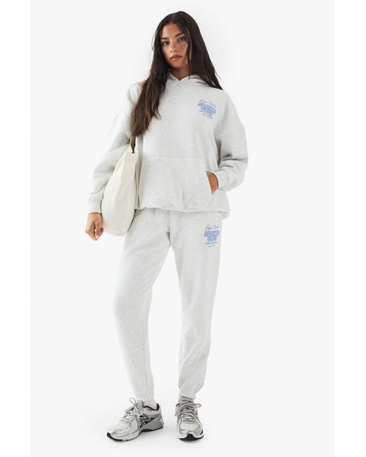 DSGN Studio White Sports Bubble Slogan Oversized Jogger