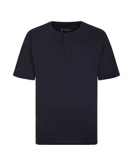 KAM Jeanswear Blue Kam Plus Size O-Neck Tee Shirt Button Up for men
