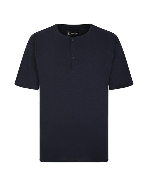 KAM Jeanswear Blue Kam Plus Size O-Neck Tee Shirt Button Up for men