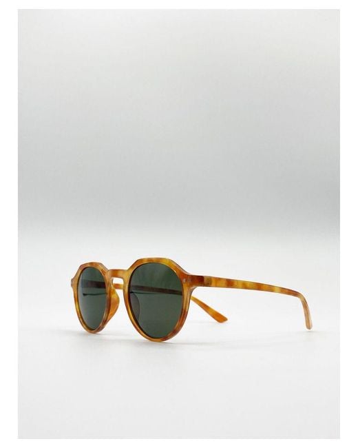 SVNX Brown Classic Preppy Sunglasses With Key Hole Nosebridge for men