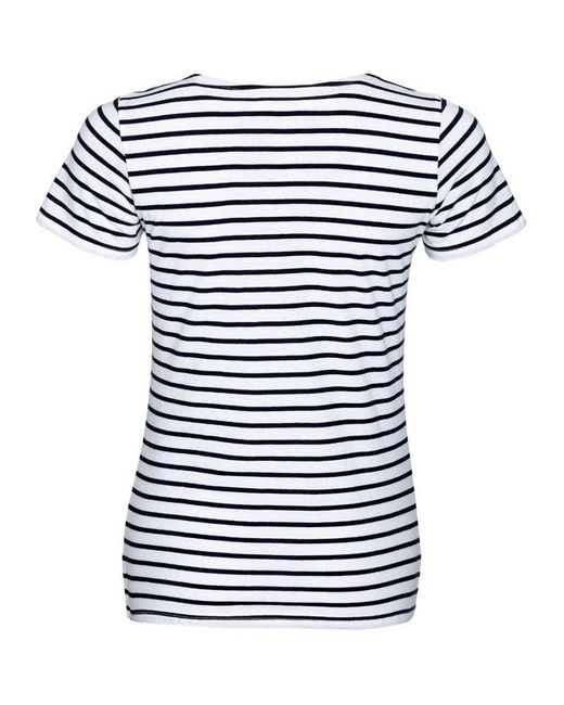Sol's Blue Ladies Miles Striped Short Sleeve T-Shirt Cotton