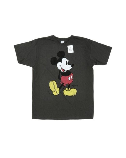 Disney Black Mickey Mouse Classic Kick T-Shirt (Light Graphite) for men