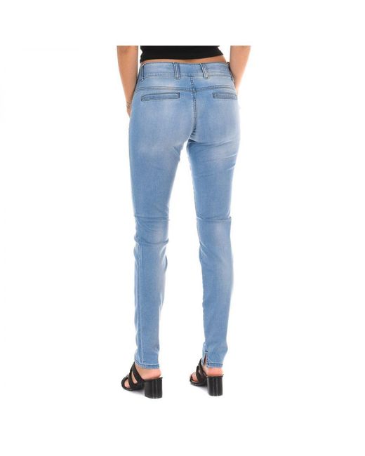 Met Blue Long Denim Pants Worn Effect Made Of Elastic Fabric 70Dbf0518