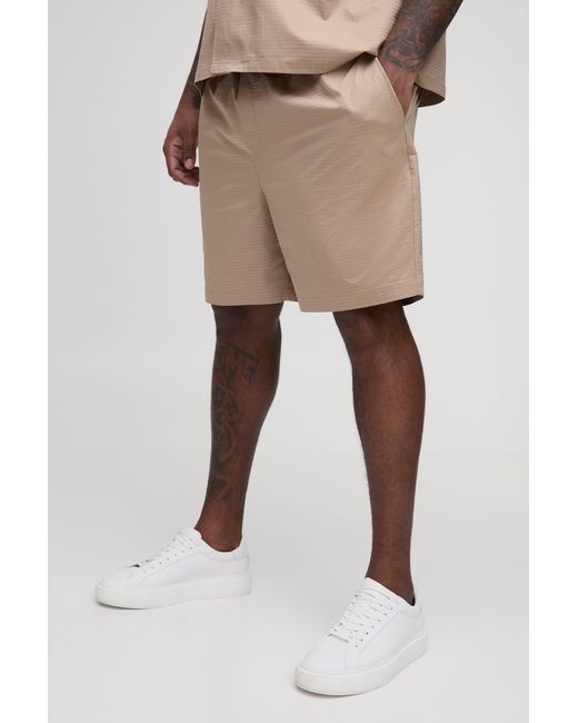 BoohooMAN Natural Plus Satin Relaxed Fit Jacquard Shorts for men