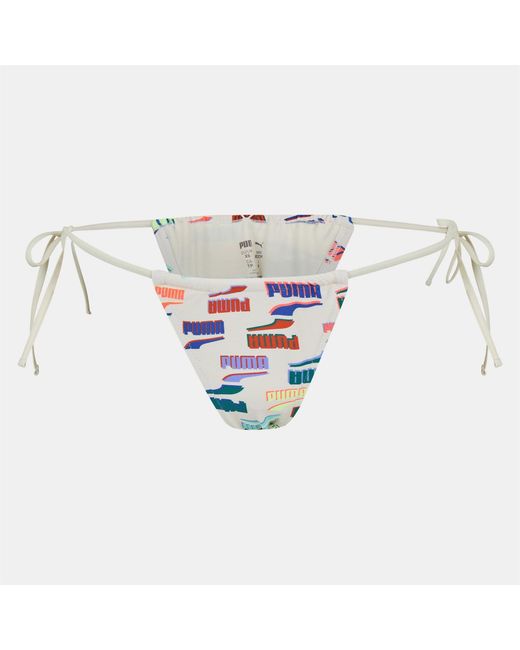PUMA White Tie Tanga Bikini Bottom Graphic Print