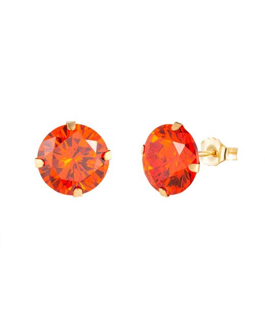 The Jewellery Stockroom Orange 9Ct Solid 8Mm Flame Cubic Zirconia Stud Earrings