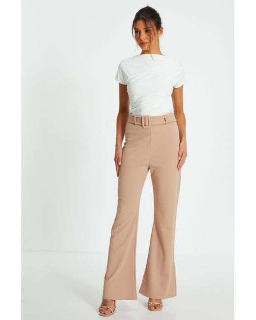 Quiz High Waisted Split Hem Trousers Material Polyester in White Lyst UK