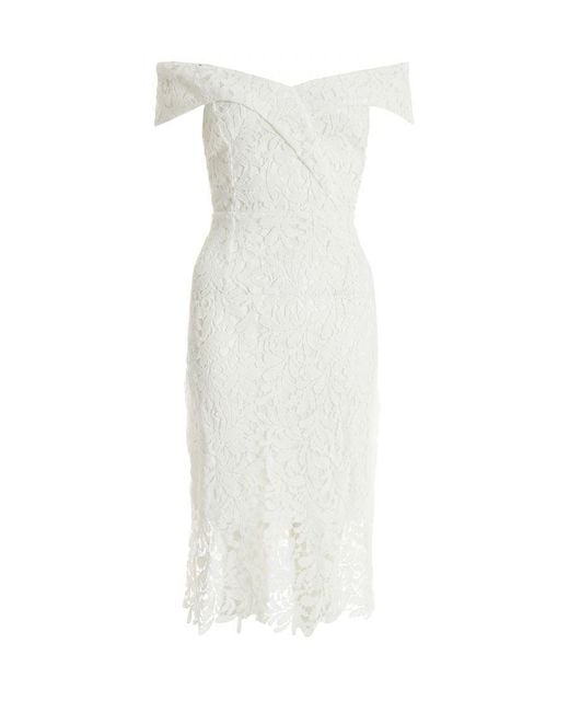 Quiz White Lace Brodot Midi Dress