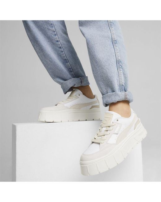 PUMA White Mayze Stack Luxe Sneakers