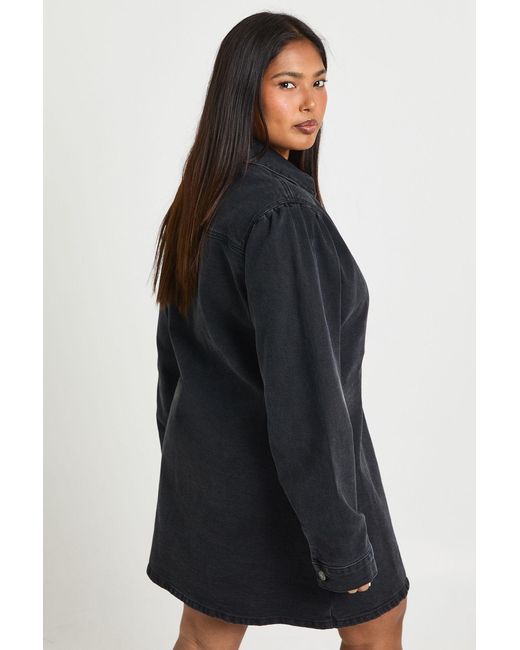 Boohoo Black Plus Denim Wrap Dress