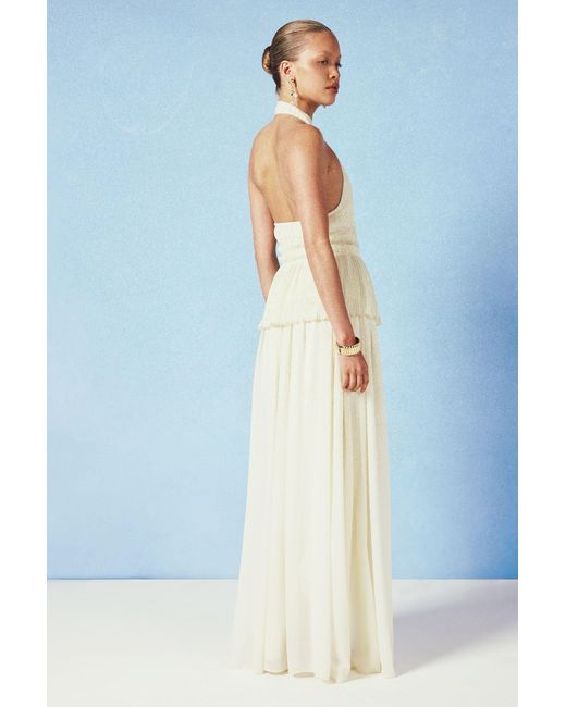 Boohoo Blue Chiffon Gathered Maxi Skirt