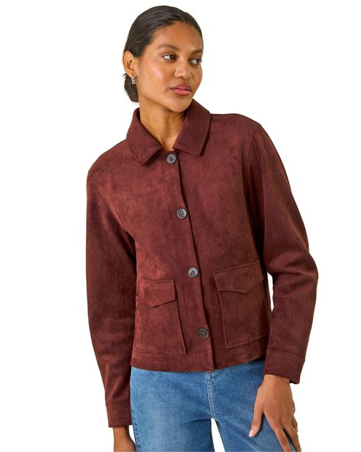 Roman Red Suedette Button Jacket