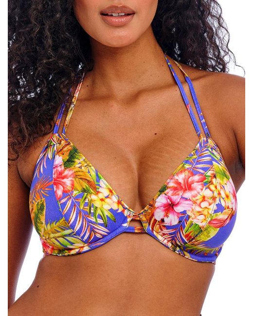 Freya Blue Tiger Valley Halterneck Bikini Top