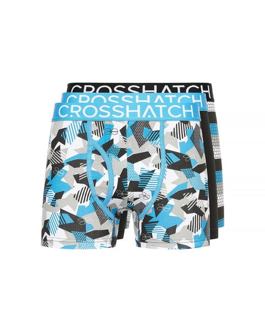 Crosshatch Blue 3 Pack Of Crystaline Boxers for men