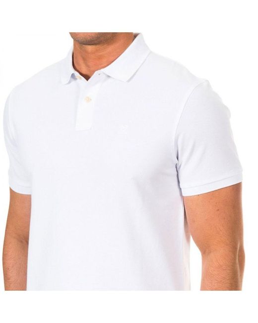 Hackett White Short-Sleeved Polo Shirt With Lapel Collar Hm561503 for men