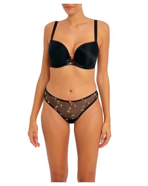 Freya Black Rose Blossom Moulded Plunge T-Shirt Bra