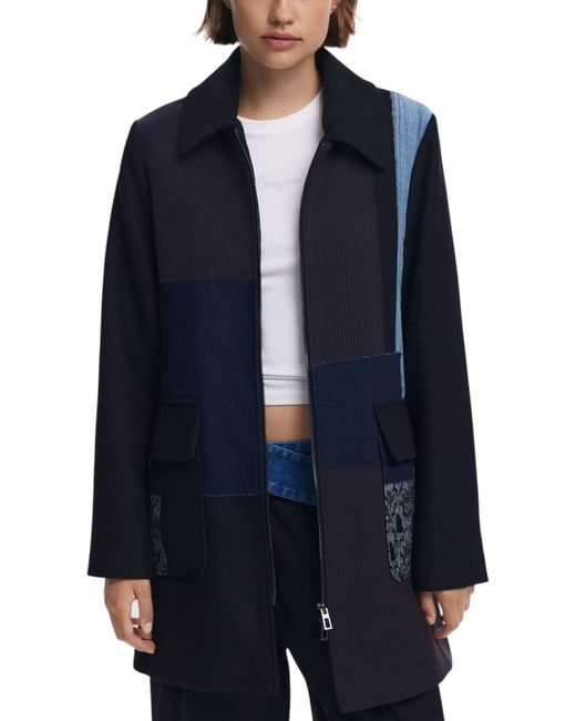 Desigual Patchwork Spijkerjack in het Blue