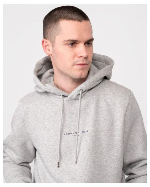 Tommy Hilfiger Gray Logo Tipped Hoodie for men