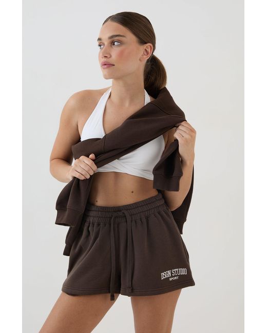 DSGN Studio Brown Collegiate Applique Loose Fit Sweat Short