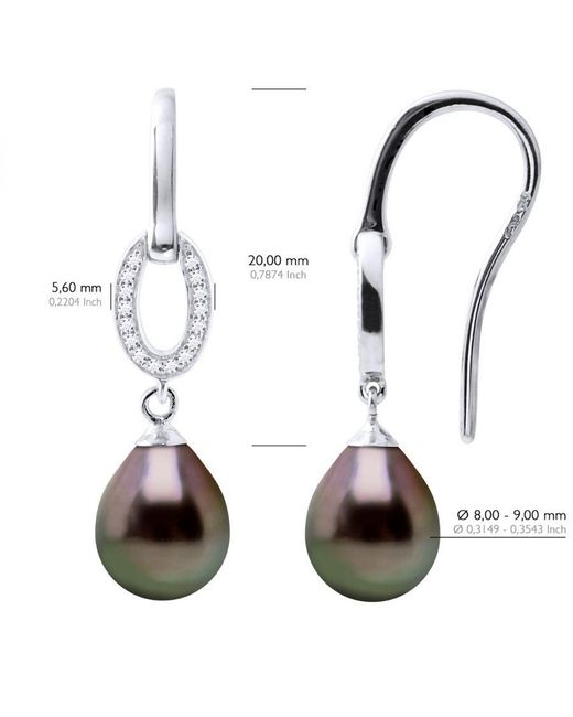 Ateliers Saint Germain Metallic Earrings Real Cultured Tahiti Pearls Pear 8-9 Mm
