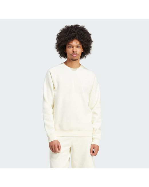 Adidas Originals White Trefoil Essentials Crewneck for men