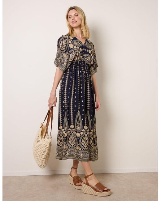 Blue Vanilla Natural Floral Border Design Dress
