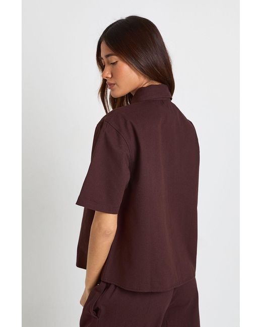 Boohoo Purple Chambray Button Through Shirt