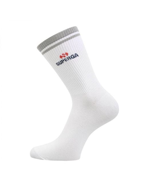 Superga White Adult Ribbed Knitted Socks (Pack Of 3)