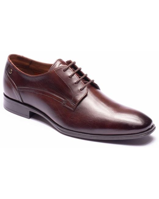 Base London Brown Vance Leather Derby Shoes for men